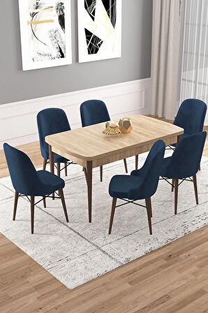 Rovena Vals Meşe 80x132 Açılabilir Mdf Mutfak Masası Takımı 6 Adet Sandalye
