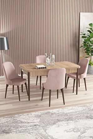 Rovena Armin Meşe 80x132 Açılabilir Mdf Mutfak Masası Takımı 4 Adet Sandalye
