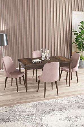 Rovena Armin Barok 80x132 Açılabilir Mdf Mutfak Masası Takımı 4 Adet Sandalye