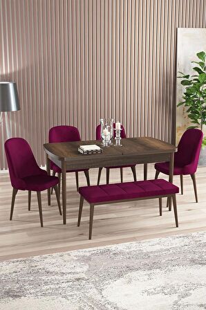 Rovena Armin Barok 80x132 Açılabilir Mdf Mutfak Masası Takımı 4 Adet Sandalye+1 Bench