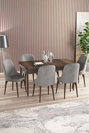 Rovena Armin Barok 80x132 Açılabilir Mdf Mutfak Masası Takımı 6 Adet Sandalye