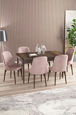 Rovena Armin Barok 80x132 Açılabilir Mdf Mutfak Masası Takımı 6 Adet Sandalye
