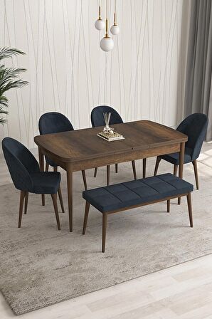Rovena Arjeta Barok 80x132 Açılabilir Mdf Mutfak Masası Takımı 4 Adet Sandalye+1 Bench