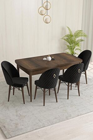 Rovena Marsilya Barok 80x132 Açılabilir Mdf Mutfak Masası Takımı 4 Adet Sandalye