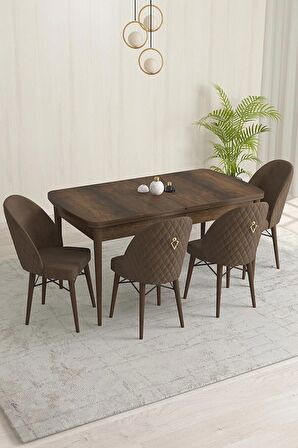 Rovena Marsilya Barok 80x132 Açılabilir Mdf Mutfak Masası Takımı 4 Adet Sandalye
