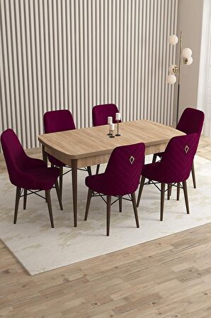Rovena Flora Meşe 80x132 Açılabilir Mdf Yemek Odası Takımı 6 Adet Sandalye