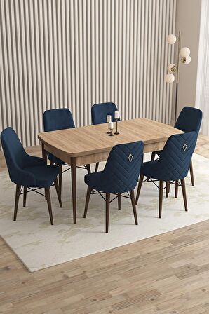 Rovena Flora Meşe 80x132 Açılabilir Mdf Yemek Odası Takımı 6 Adet Sandalye