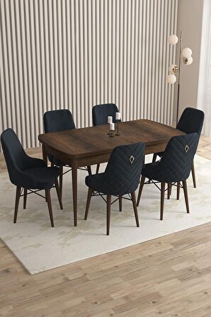 Rovena Flora Barok 80x132 Açılabilir Mdf Yemek Odası Takımı 6 Adet Sandalye
