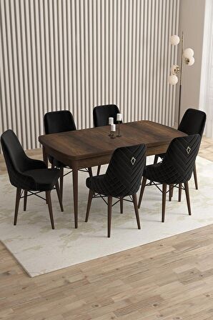 Rovena Flora Barok 80x132 Açılabilir Mdf Yemek Odası Takımı 6 Adet Sandalye