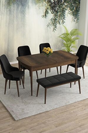 Rovena Eylül Barok 80x132 Açılabilir Mdf Yemek Odası Takımı 4 Adet Sandalye+1 Bench