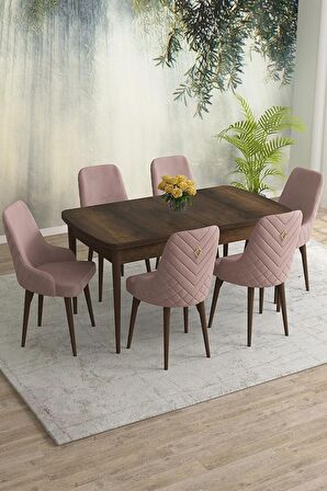 Rovena Eylül Barok 80x132 Açılabilir Mdf Yemek Odası Takımı 6 Adet Sandalye