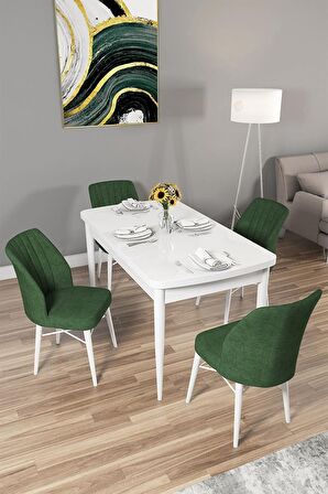 Rovena Arel Beyaz 80x132 Açılabilir Mdf Yemek Odası Takımı 4 Adet Sandalye