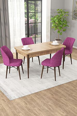 Rovena Arel Meşe 80x132 Açılabilir Mdf Yemek Odası Takımı 4 Adet Sandalye