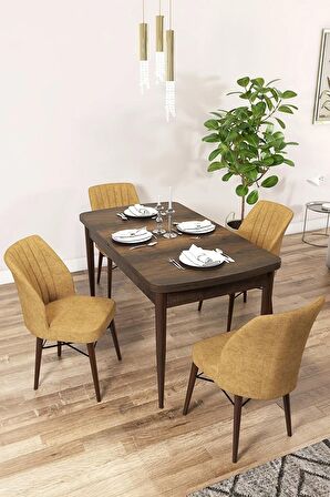 Rovena Arel Barok 80x132 Açılabilir Mdf Yemek Odası Takımı 4 Adet Sandalye