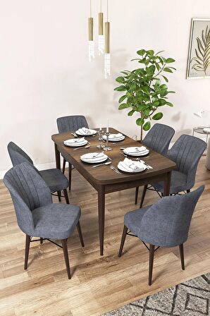 Rovena Arel Barok 80x132 Açılabilir Mdf Yemek Odası Takımı 6 Adet Sandalye