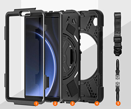 Gpack Samsung Galaxy Tab A9 Plus x210 Kılıf Defender Tablet Tank Koruma Standlı df5