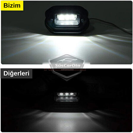 Üniversal Plaka Lambası 6 Led Güçlü Işık Su Geçirmez Krom Araç Plaka Işığı Ultra Parlak Oto Aydınlatma 12/24V 2 Adet