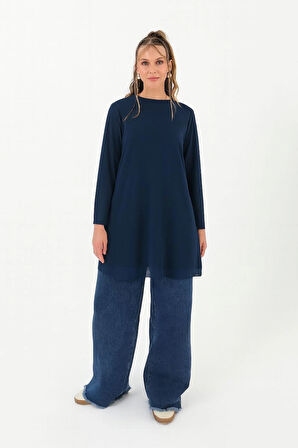 Puane Uzun Kollu Penye Dışı Şifon Kumaş İçlik