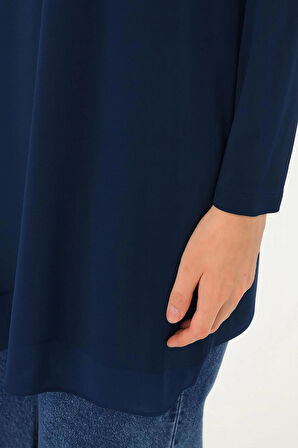 Puane Uzun Kollu Penye Dışı Şifon Kumaş İçlik