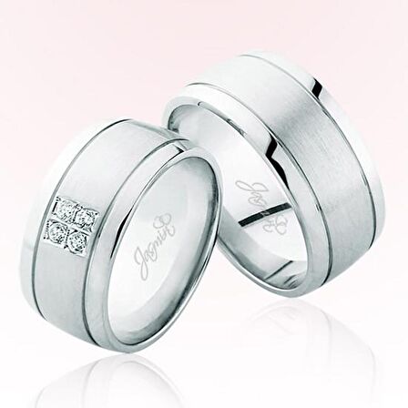 Dört Taşlı Beyaz Altın Alyans 1802