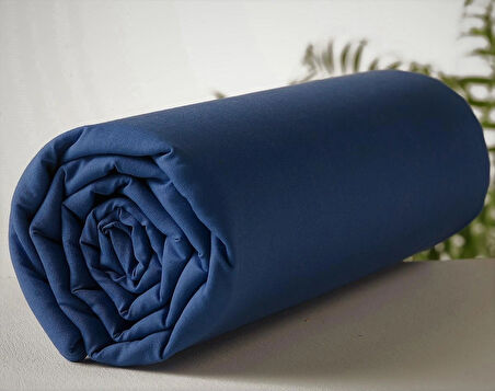 Makiteks %100 Pamuklu Lacivert 180x200+2*(50x70) Battal Boy Lastikli Çarşaf ve Yastık Kılıfı Seti