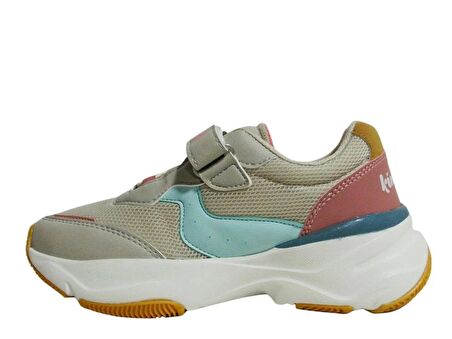 Kinetix Bej Pembe Mavi Cırtlı Sneakers Spor Ayakkabı