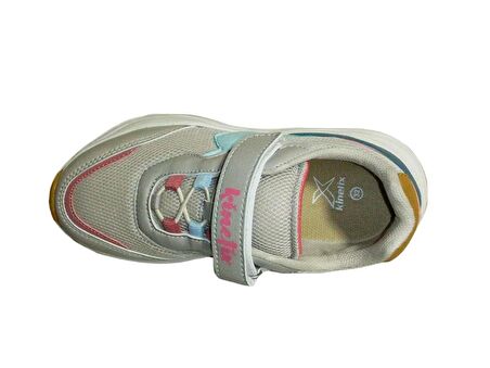 Kinetix Bej Pembe Mavi Cırtlı Sneakers Spor Ayakkabı