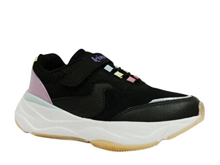 Kinetix Siyah Pembe Beyaz Cırtlı Sneakers Spor Ayakkabı