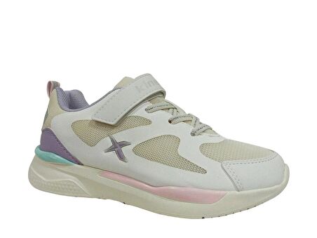 Kinetix Beyaz Lila Pembe Cırtlı Sneakers Spor Ayakkabı
