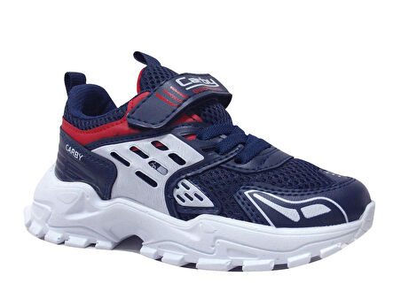 Carby Lacivert Kırmızı Beyaz Cırtlı Sneakers Spor Ayakkabı