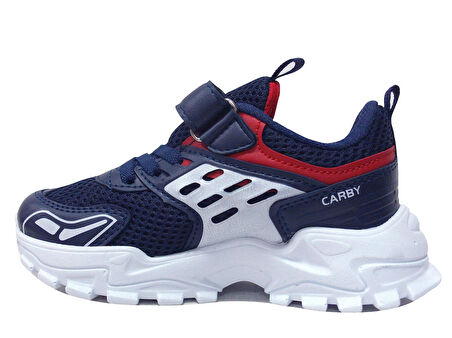 Carby Lacivert Kırmızı Beyaz Cırtlı Sneakers Spor Ayakkabı