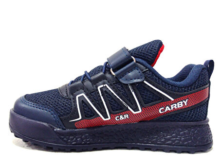 Carby Lacivert Kırmızı Beyaz Cırtlı Sneakers Spor Ayakkabı