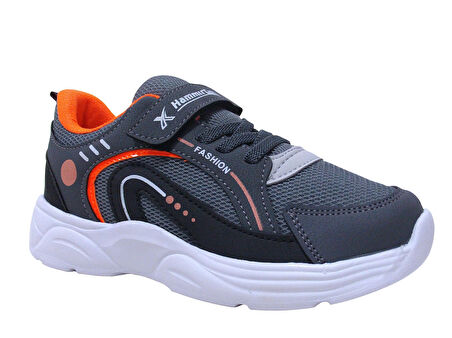 Hammır Cek Gri Turuncu Beyaz Cırtlı Sneakers Spor Ayakkabı