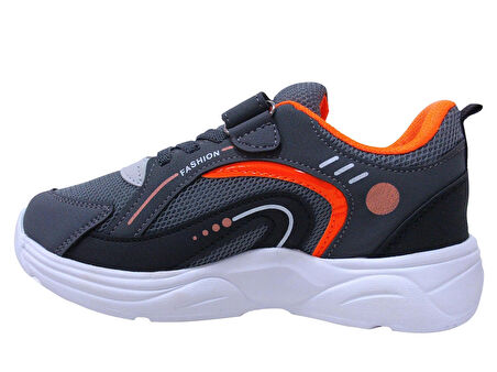 Hammır Cek Gri Turuncu Beyaz Cırtlı Sneakers Spor Ayakkabı
