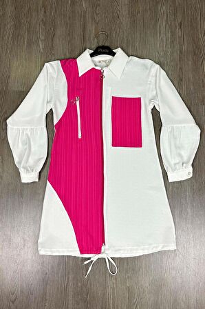 Fermuarlı Tesettür Kap Pembe T1687