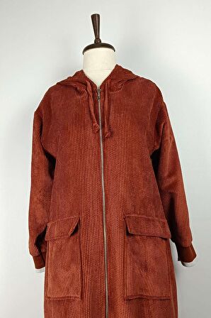 Fermuarlı Fitilli Kadife Kap Kiremit K225