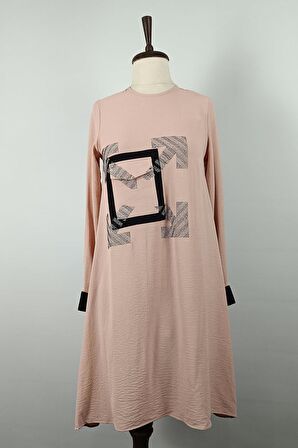 Taş Detaylı Tunik Pembe T1623