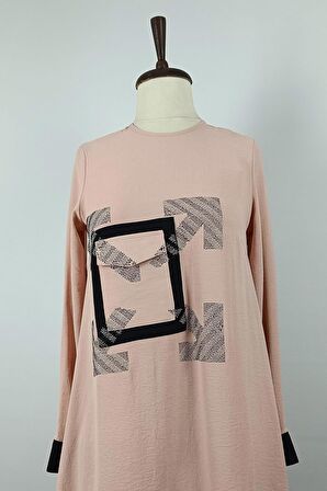 Taş Detaylı Tunik Pembe T1623