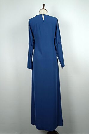 Taş Detayı Elbise Mavi 7804