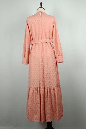 Brode Kemerli Elbise Pembe 7723