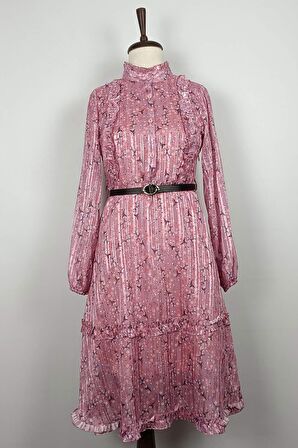 Fırfır Detayalı Tunik Pembe T1572