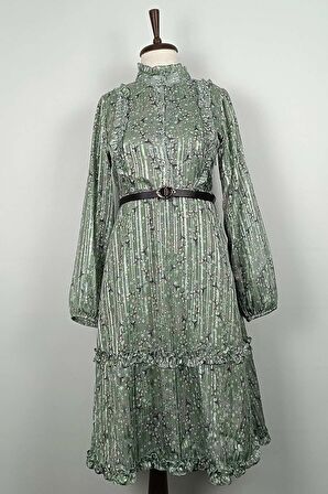 Fırfır Detayalı Tunik Yeşil T1572