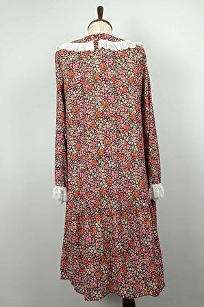 Bebe Yaka  Çiçek Desenli Tunik Siyah T1550