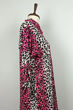 Leopar Desenli Tunik Fuşya T1674