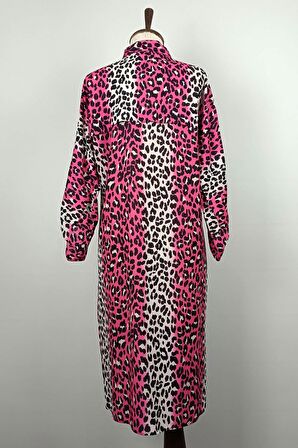 Leopar Desenli Tunik Fuşya T1674