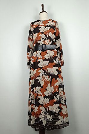 Büyük Beden Şifon Elbise Siyah 7819