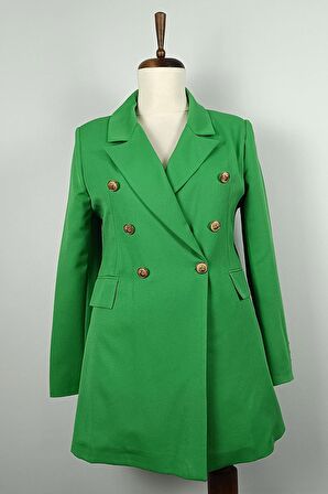 Uzun Büyük Beden Blazer Ceket Yeşil C1003