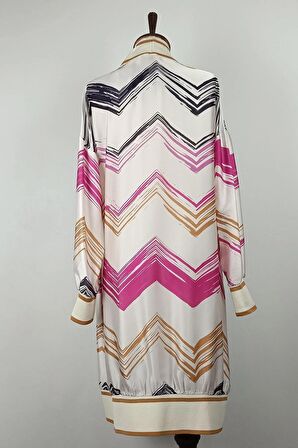 Büyük Beden Desenli Abaya Pembe K325