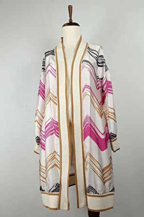 Büyük Beden Desenli Abaya Pembe K325