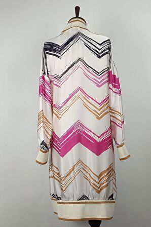 Büyük Beden Desenli Abaya Pembe K325